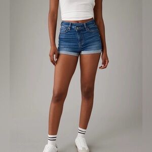 American Eagle Outfitters Mid-Rise Blue Denim Cutoff Shorts